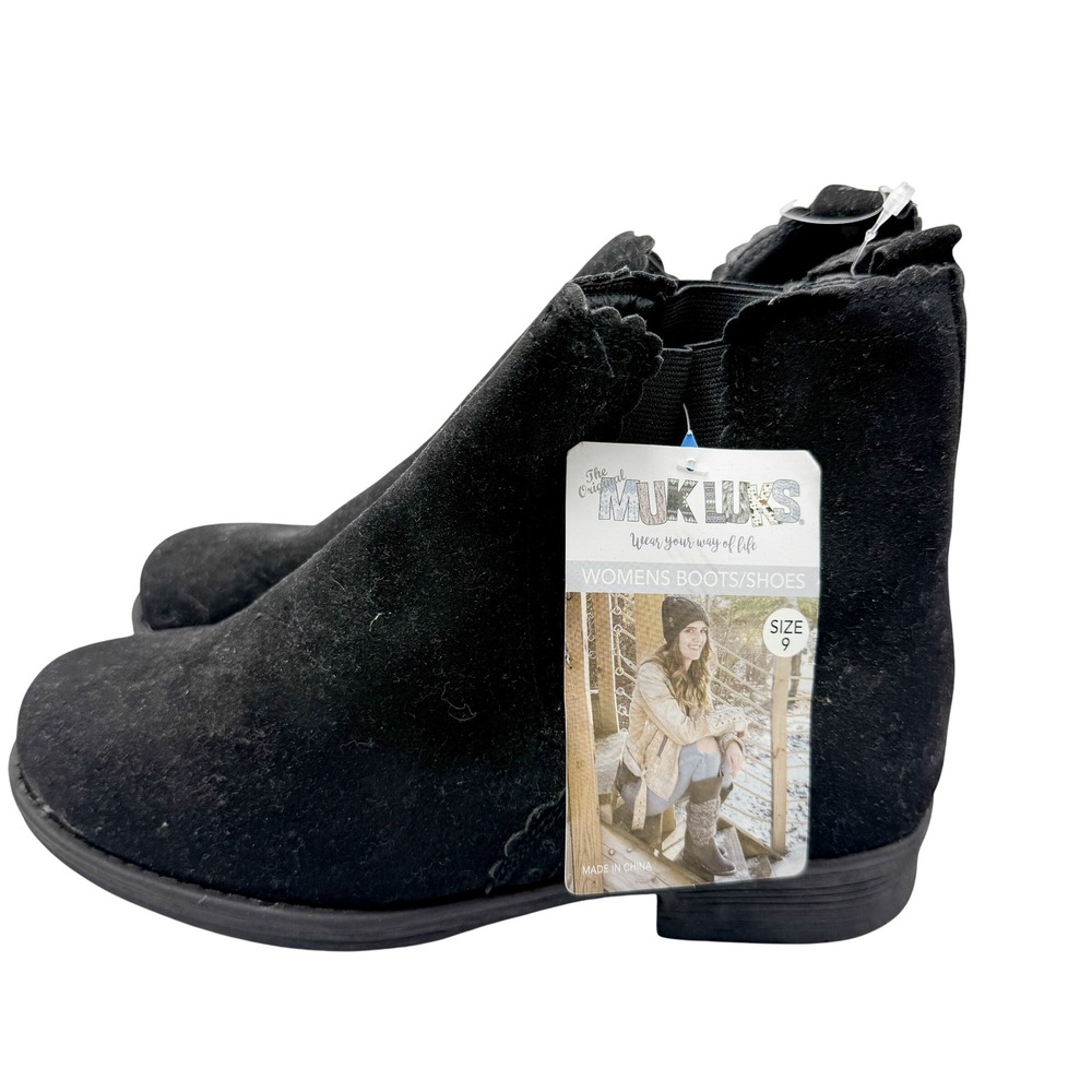 MUK LUKS Womens Size 9 Black Water Resistant Chelsea Ankle Boots NWT